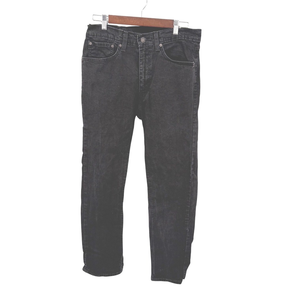 Levi's 505 Mens 34x32  Regular Fit Jeans Black Straight Leg WaterLess Denim‎